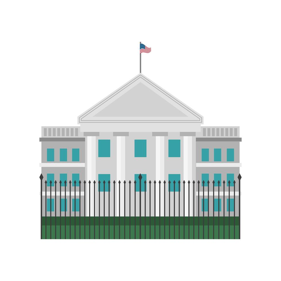 white house with american flag vector