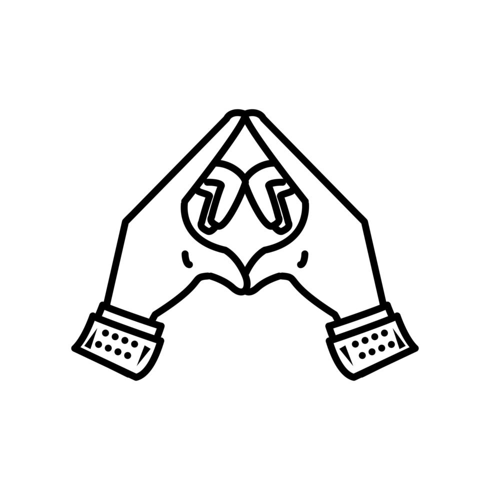 yoga hands mudra thin line vector