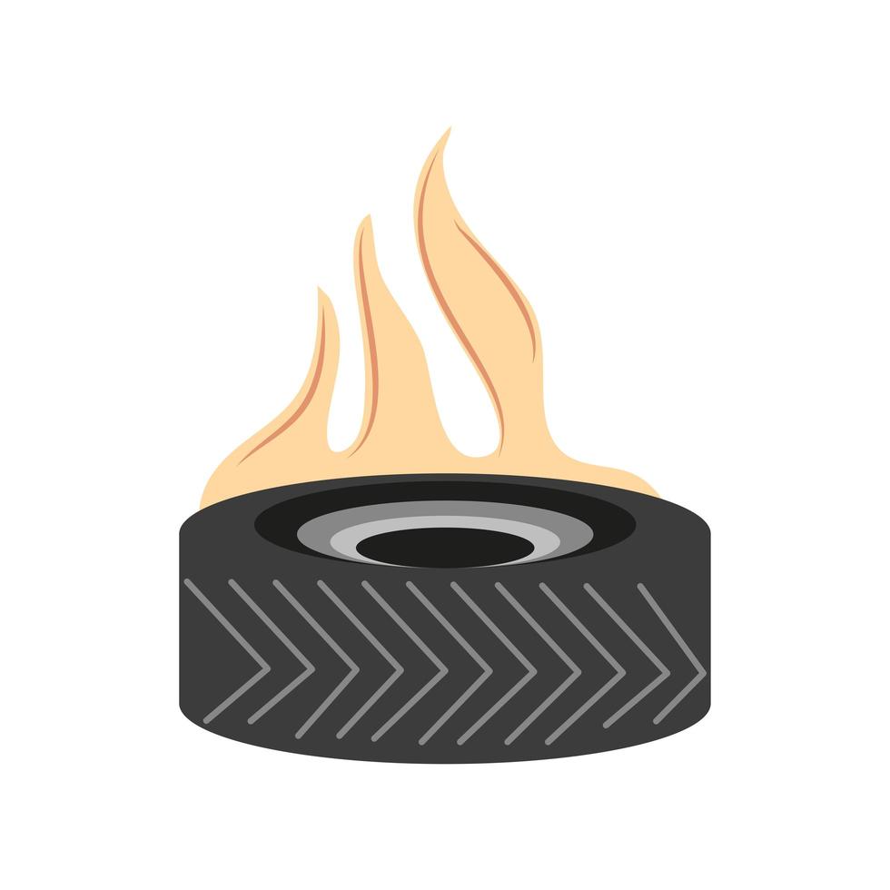 car wheel in fire vector