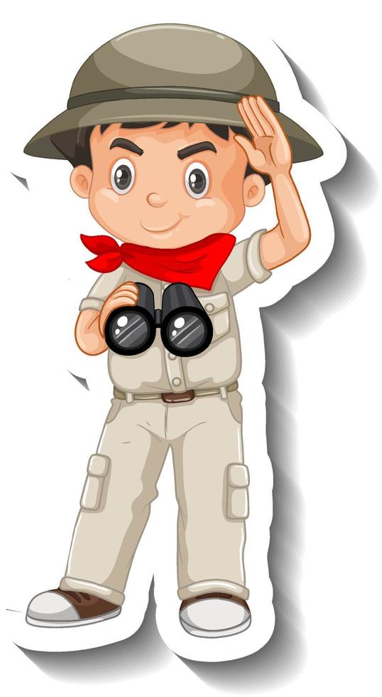 Boy wear safari outfit cartoon character sticker vector
