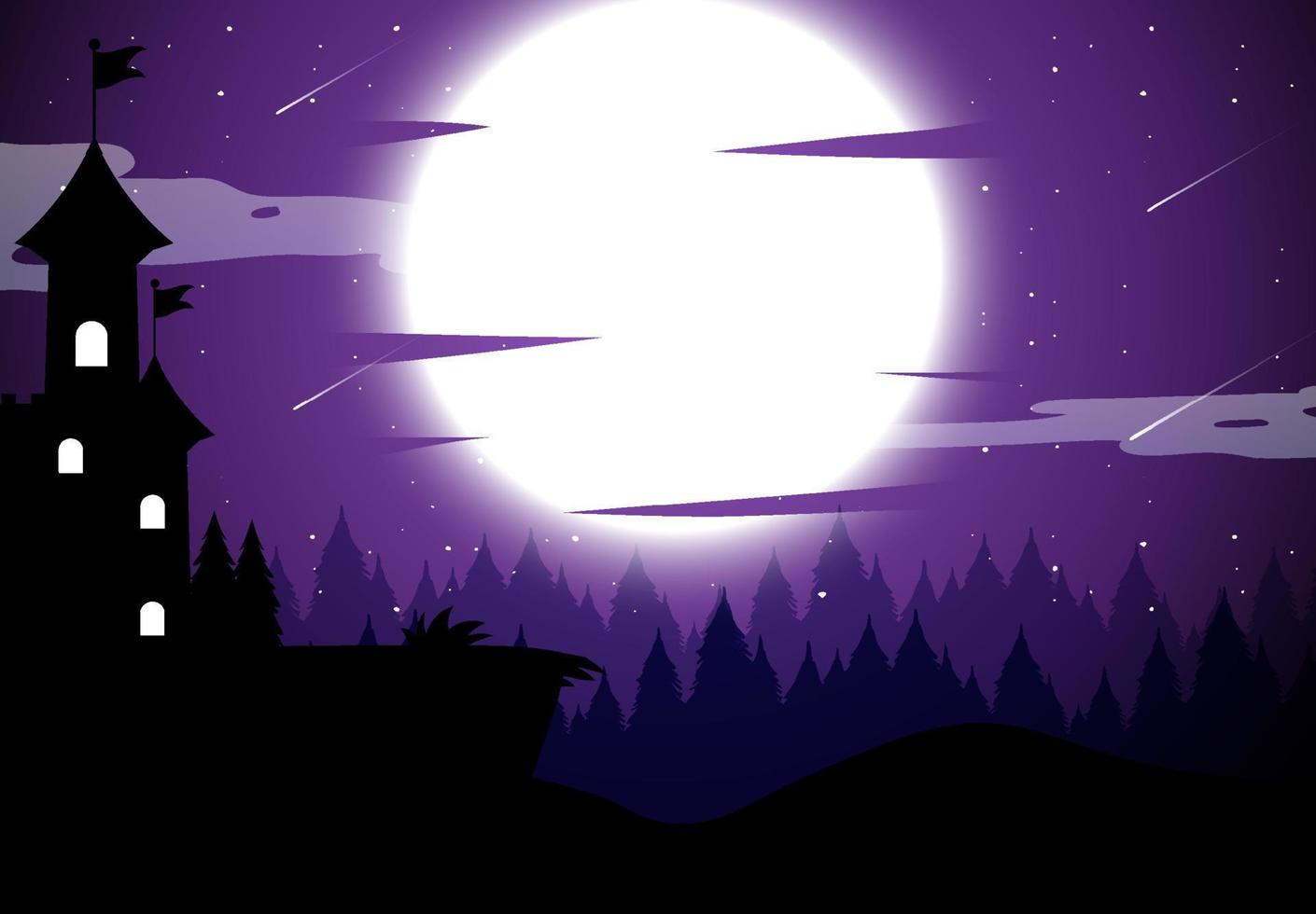 Spooky night background with full moon vector