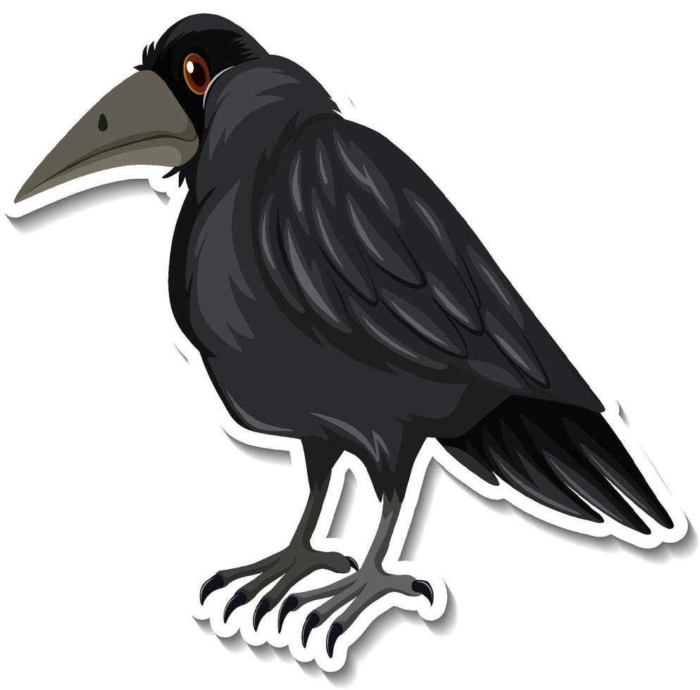 Black crow bird cartoon sticker vector