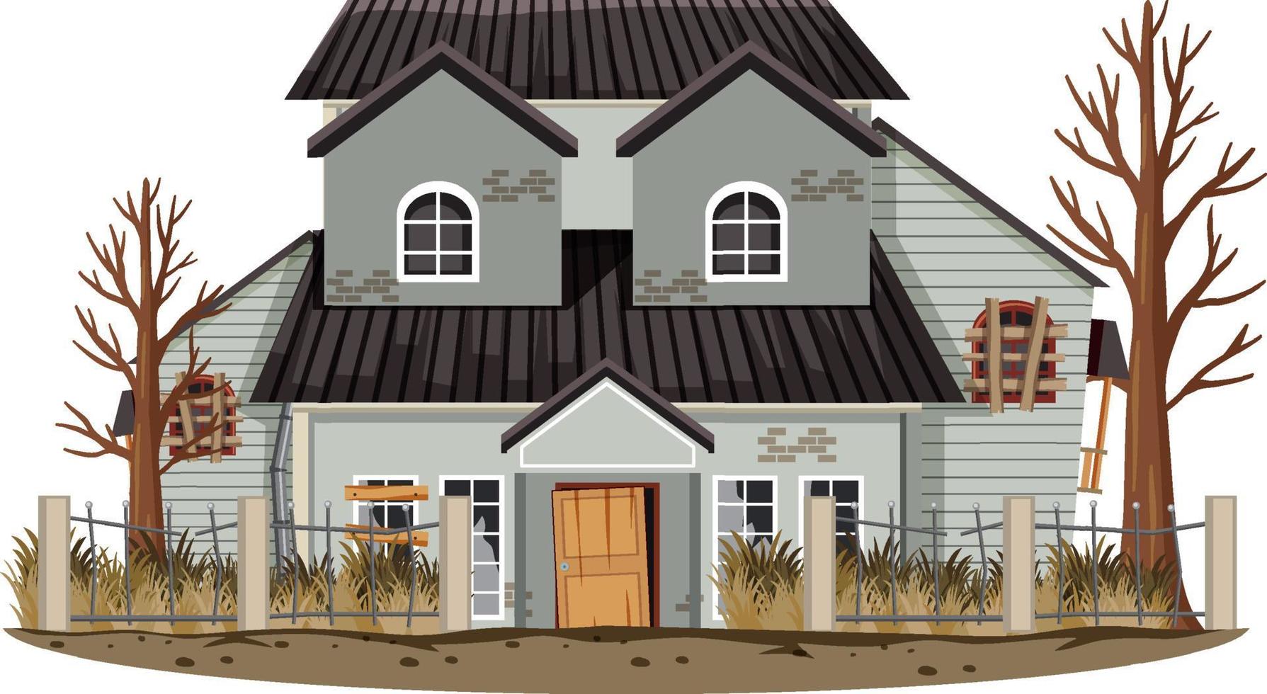 Abandoned house on white background vector