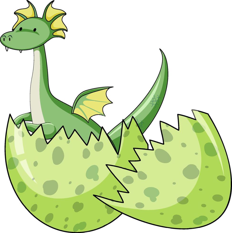 Simple cartoon character of dragon hatched from an egg isolated vector