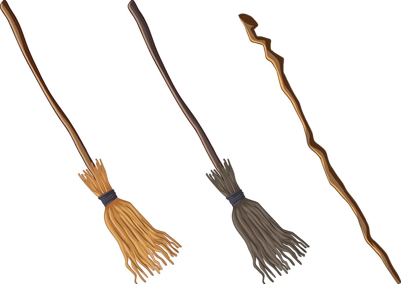 Broomsticks and magic wand vector