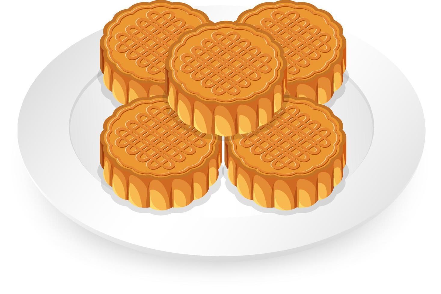 Pile of mooncakes on white plate vector