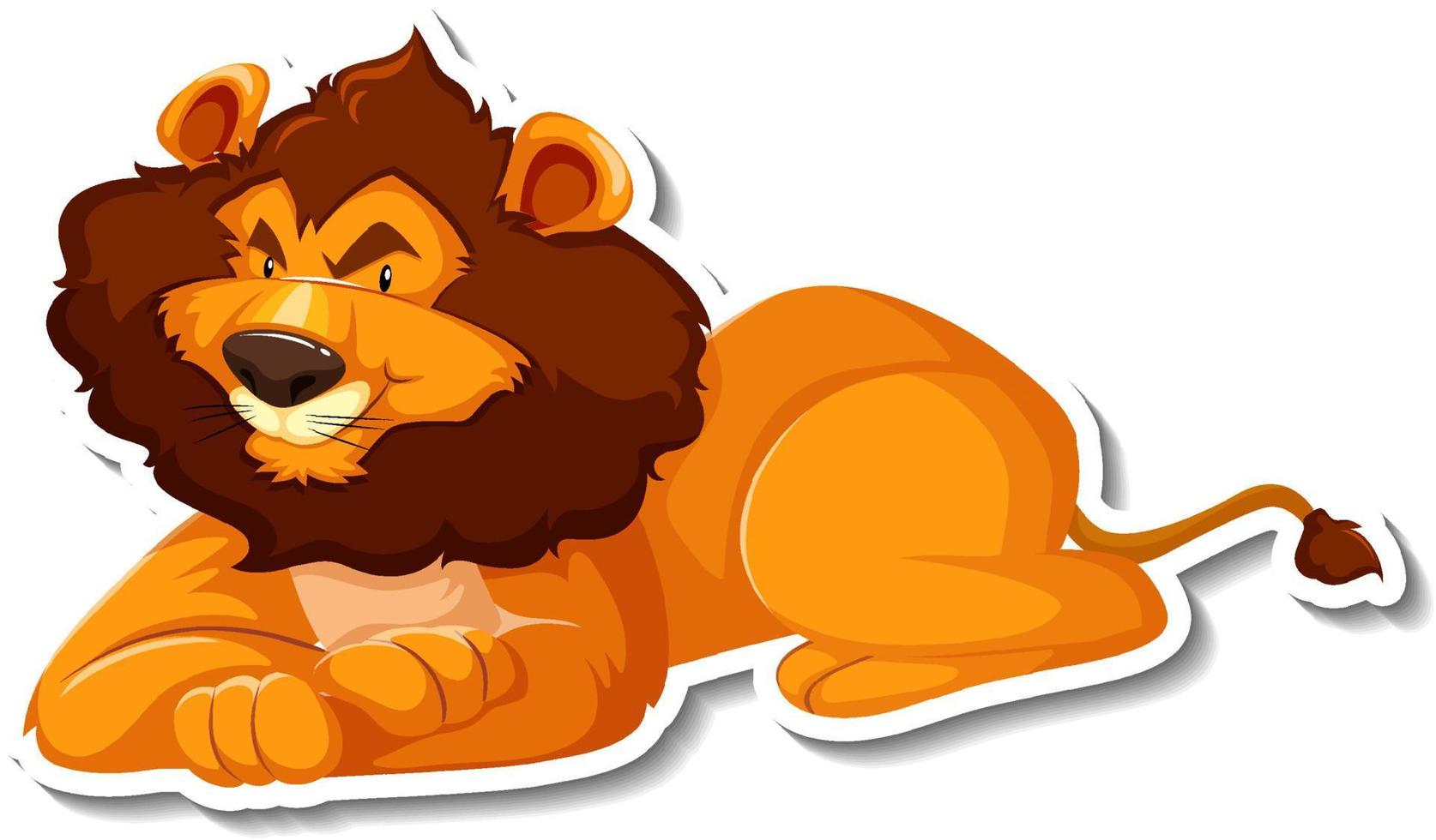 Lion lying cartoon character on white background vector