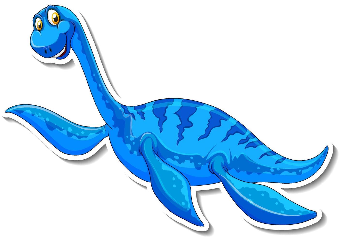 etiqueta engomada del personaje de dibujos animados del dinosaurio elasmosaurus vector