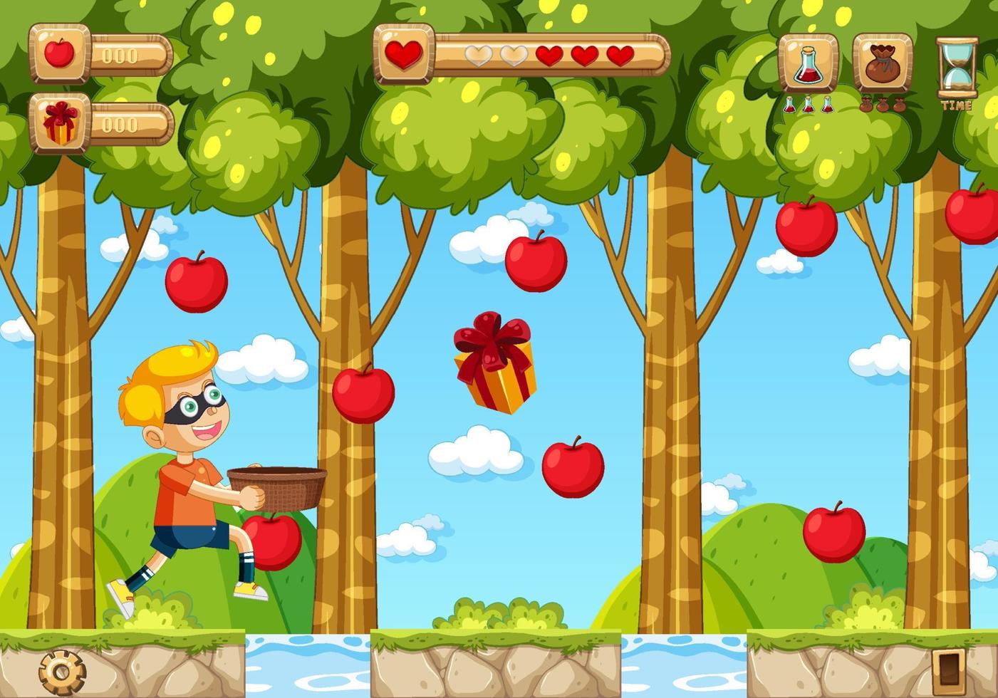 Collecting Apples Game Scene Template 3763766 Vector Art at Vecteezy