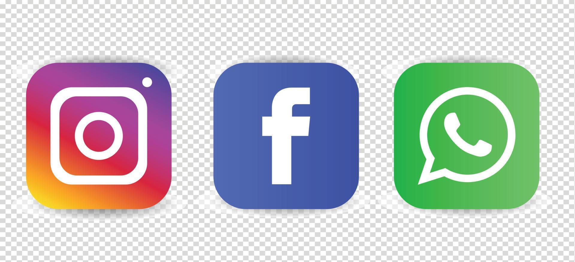 logotipos de instagram de facebook de redes sociales, conjunto de iconos de redes sociales en blanco y negro vector