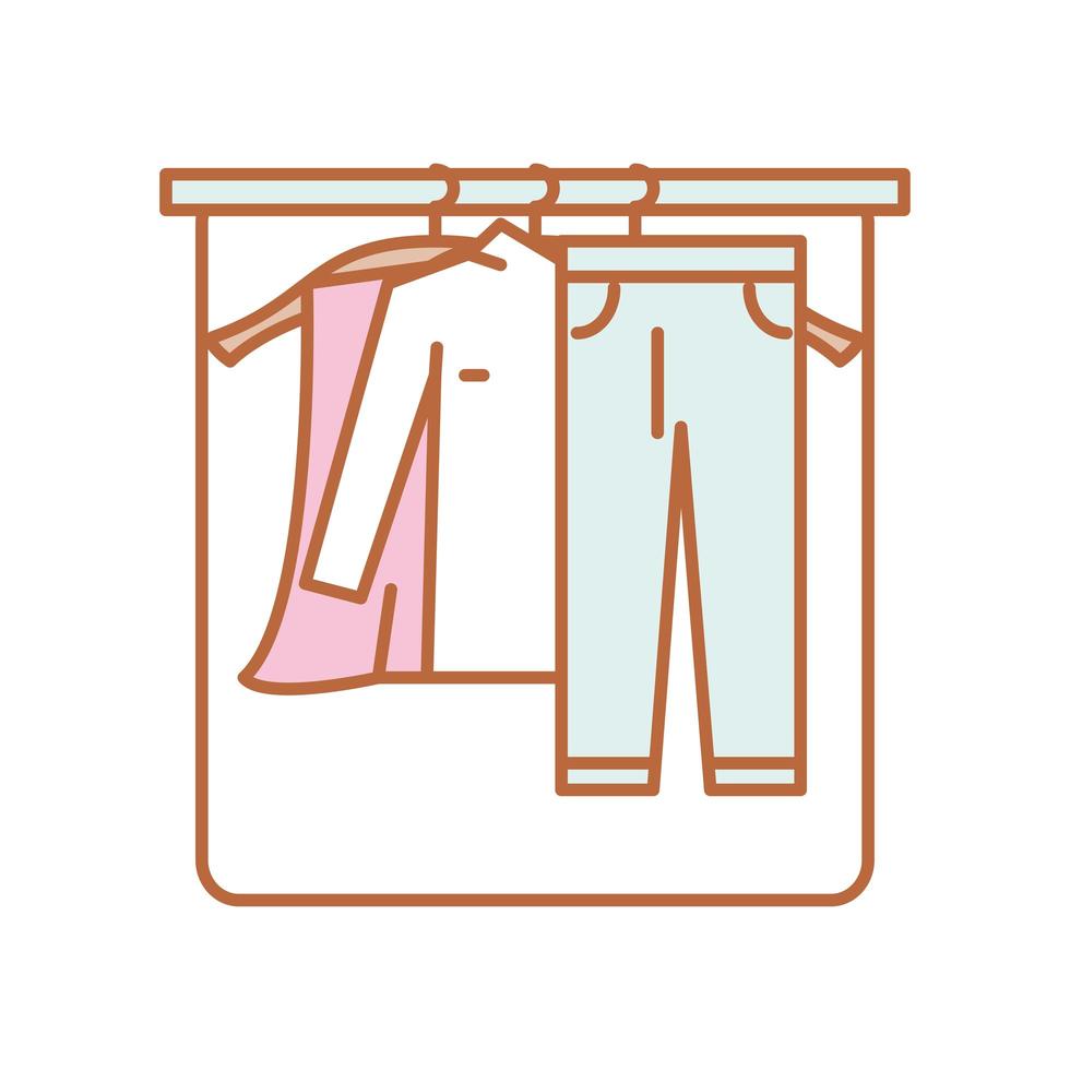 clothes hanging in the closet vector