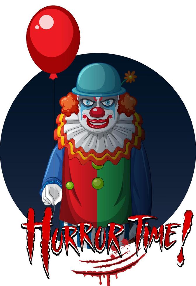 Horror Time badge with two creepy clowns vector