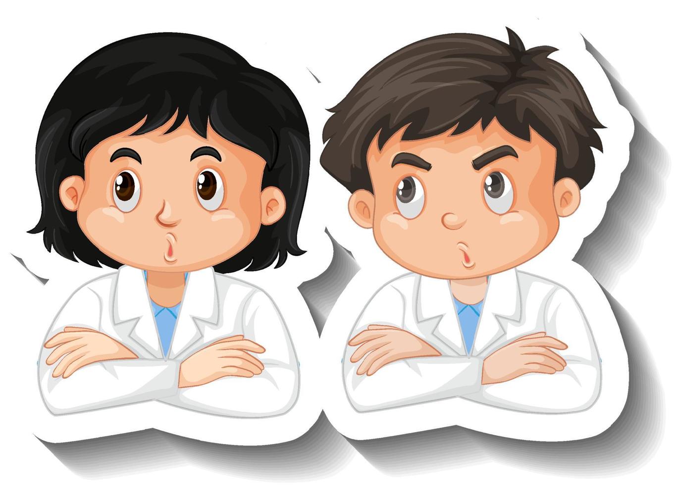 Scientist student cartoon character sticker vector