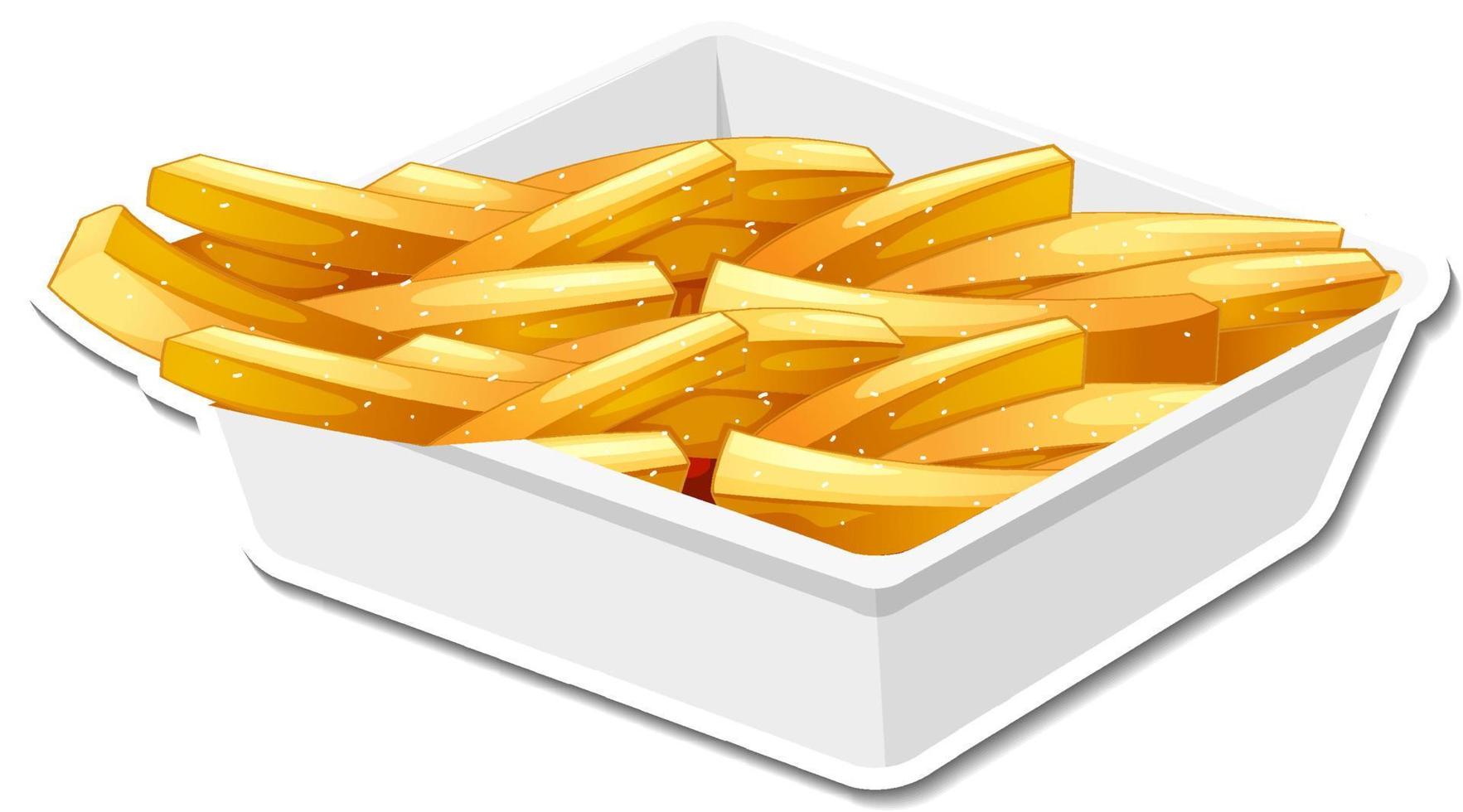 Pegatina de papas fritas sobre fondo blanco. vector