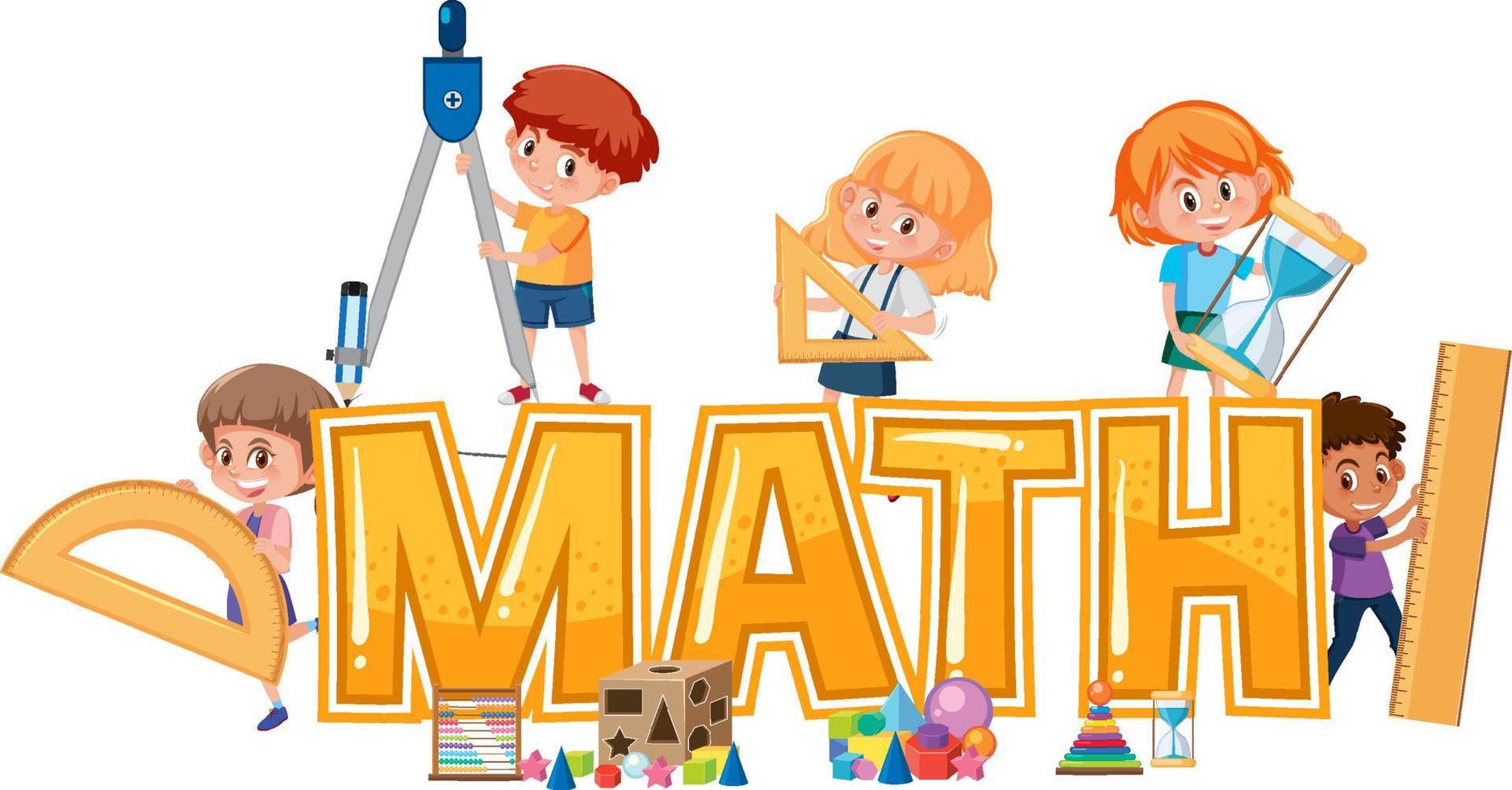 Math icon with kids and math tools vector