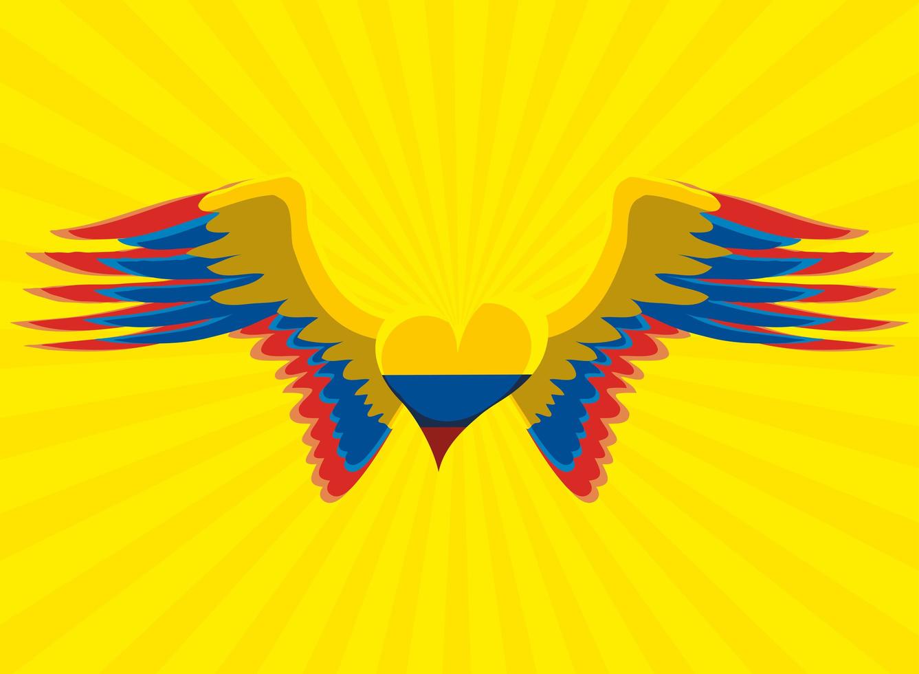 Colombia flag wings heart vector