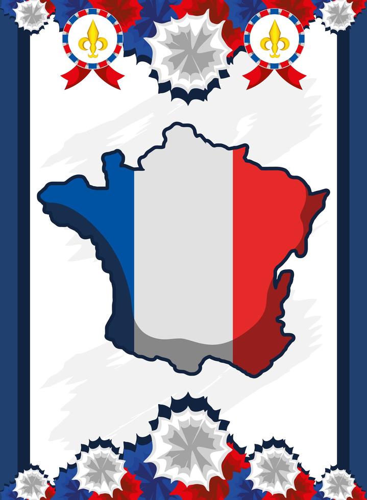 banner de bandera de mapa francés vector