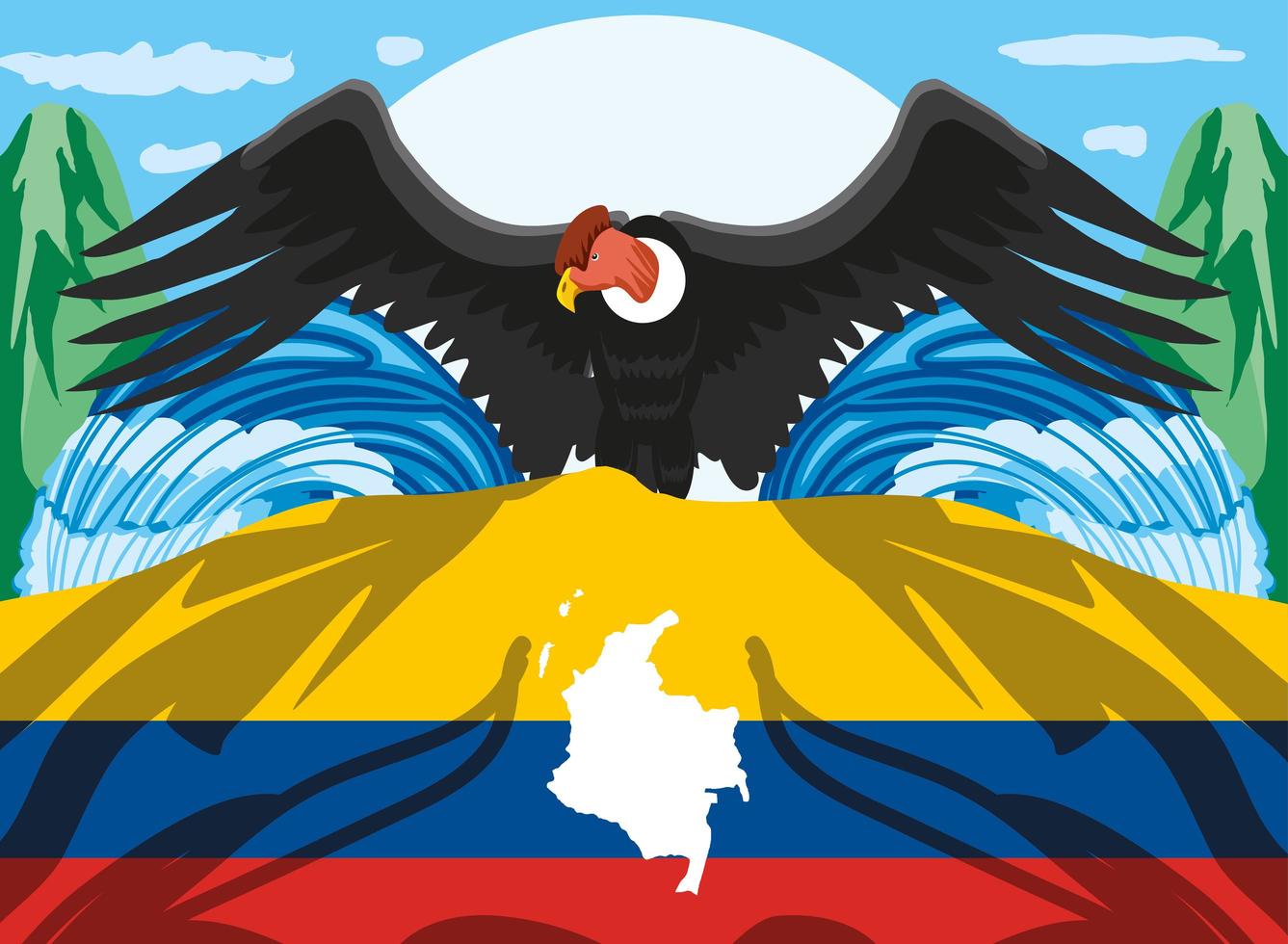 bandera de colombia condor vector