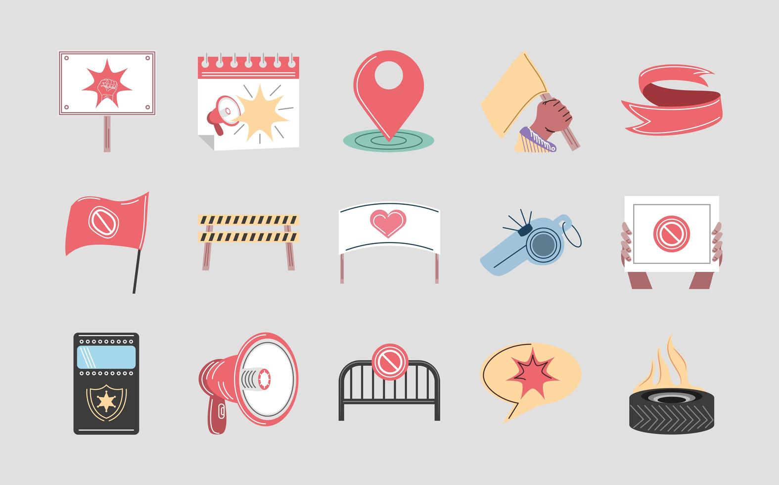 icon set of protest vector