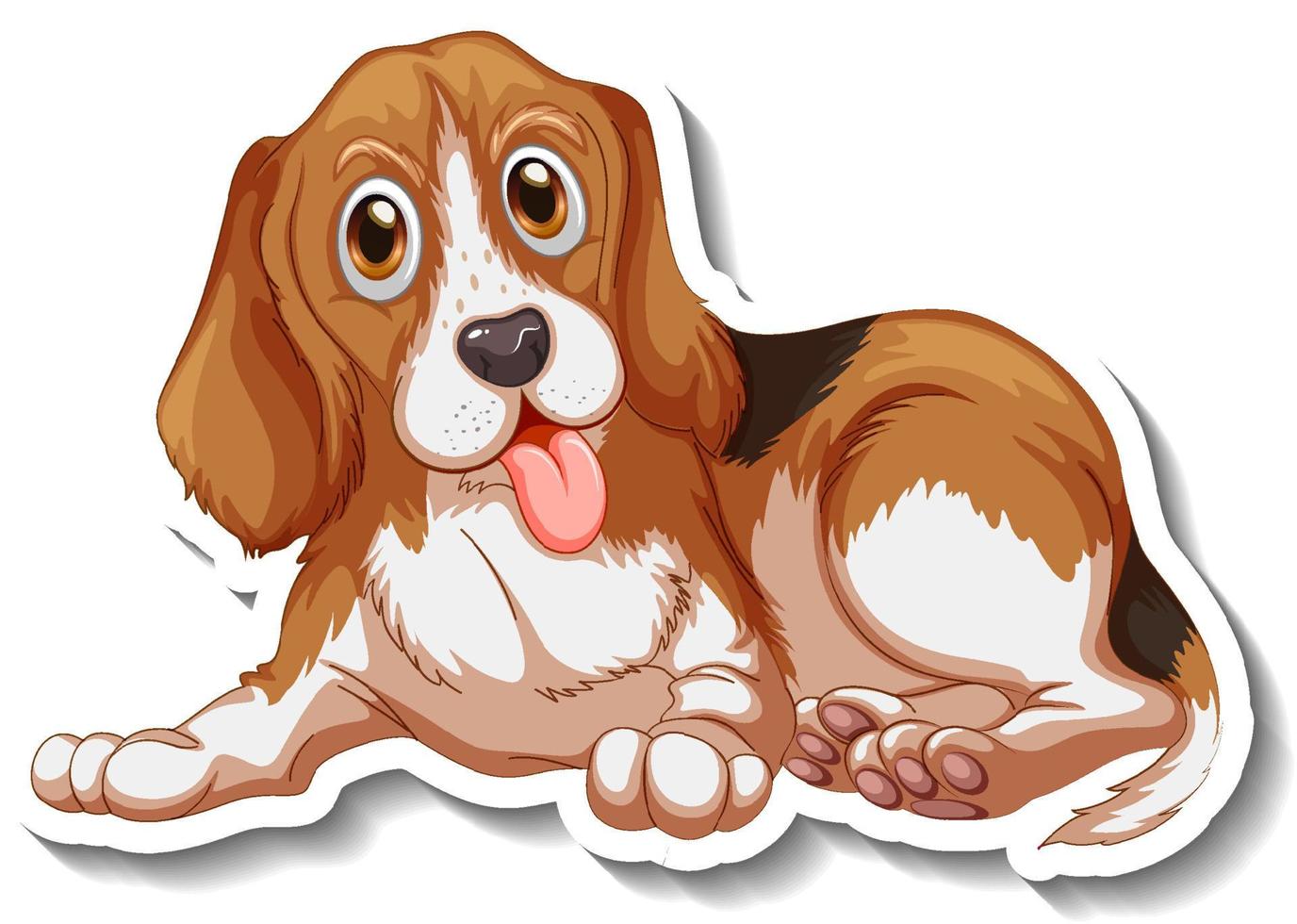 etiqueta engomada linda de la historieta del perro beagle vector