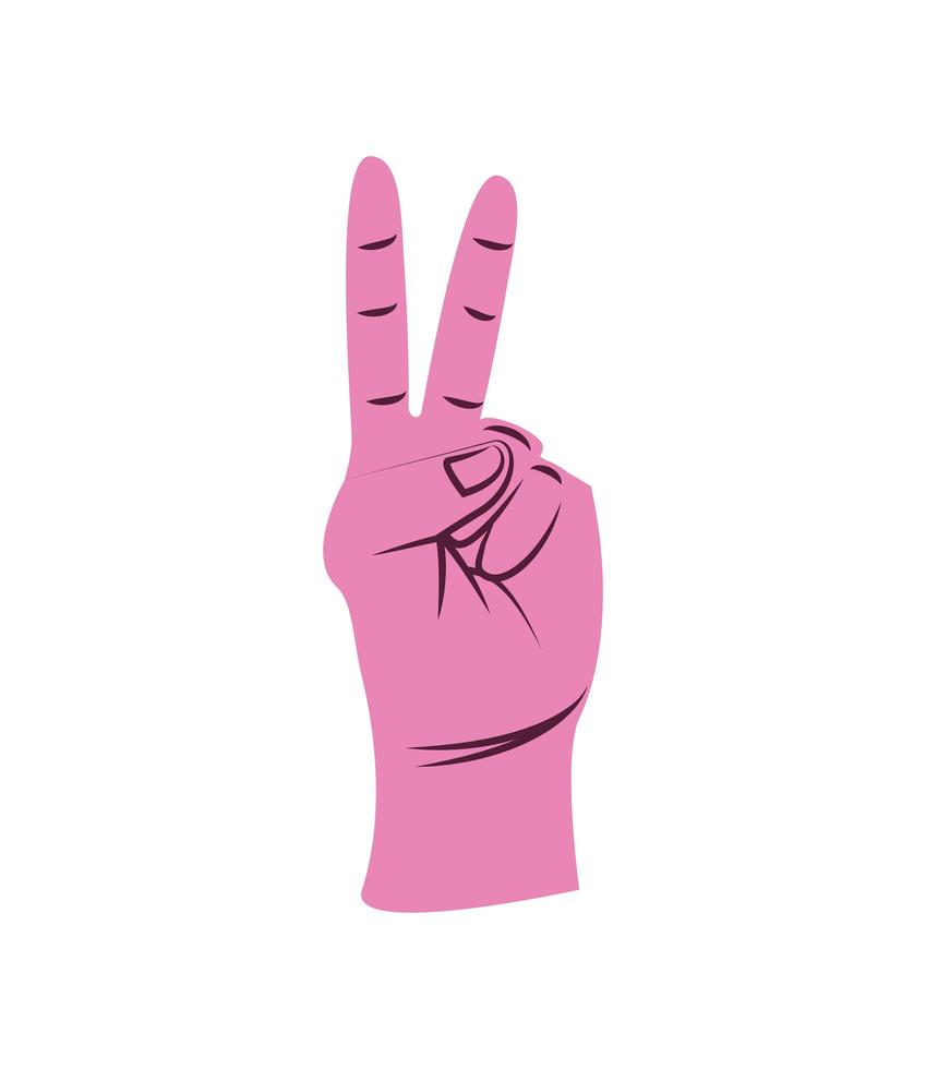 pink left hand peace sign vector