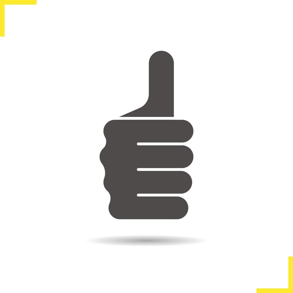 Thumbs up hand gesture icon. Drop shadow silhouette symbol. Approval and like sign. Negative space. Vector isolated illustration