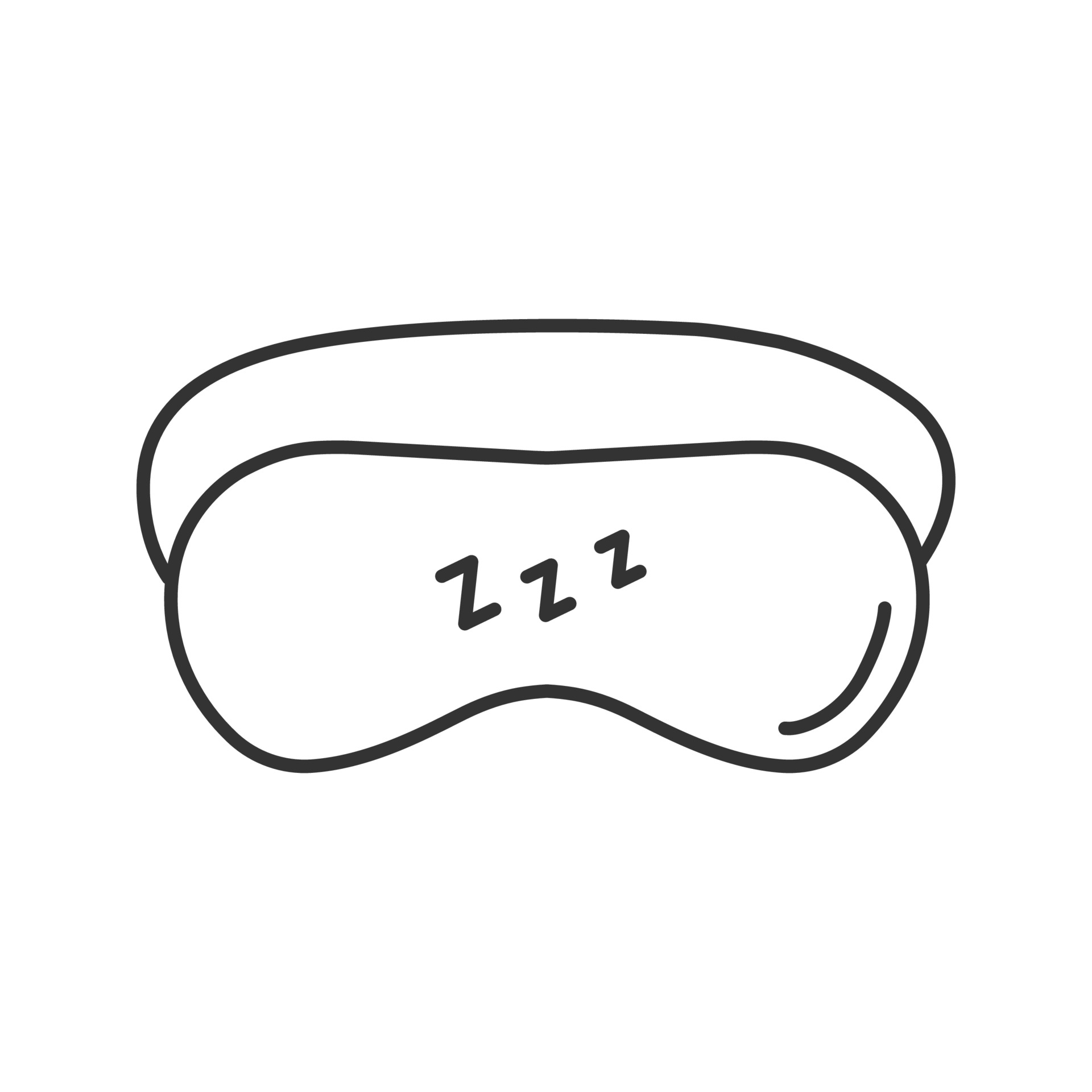 Sleeping mask linear icon. Dense bandage on eyes. Thin line