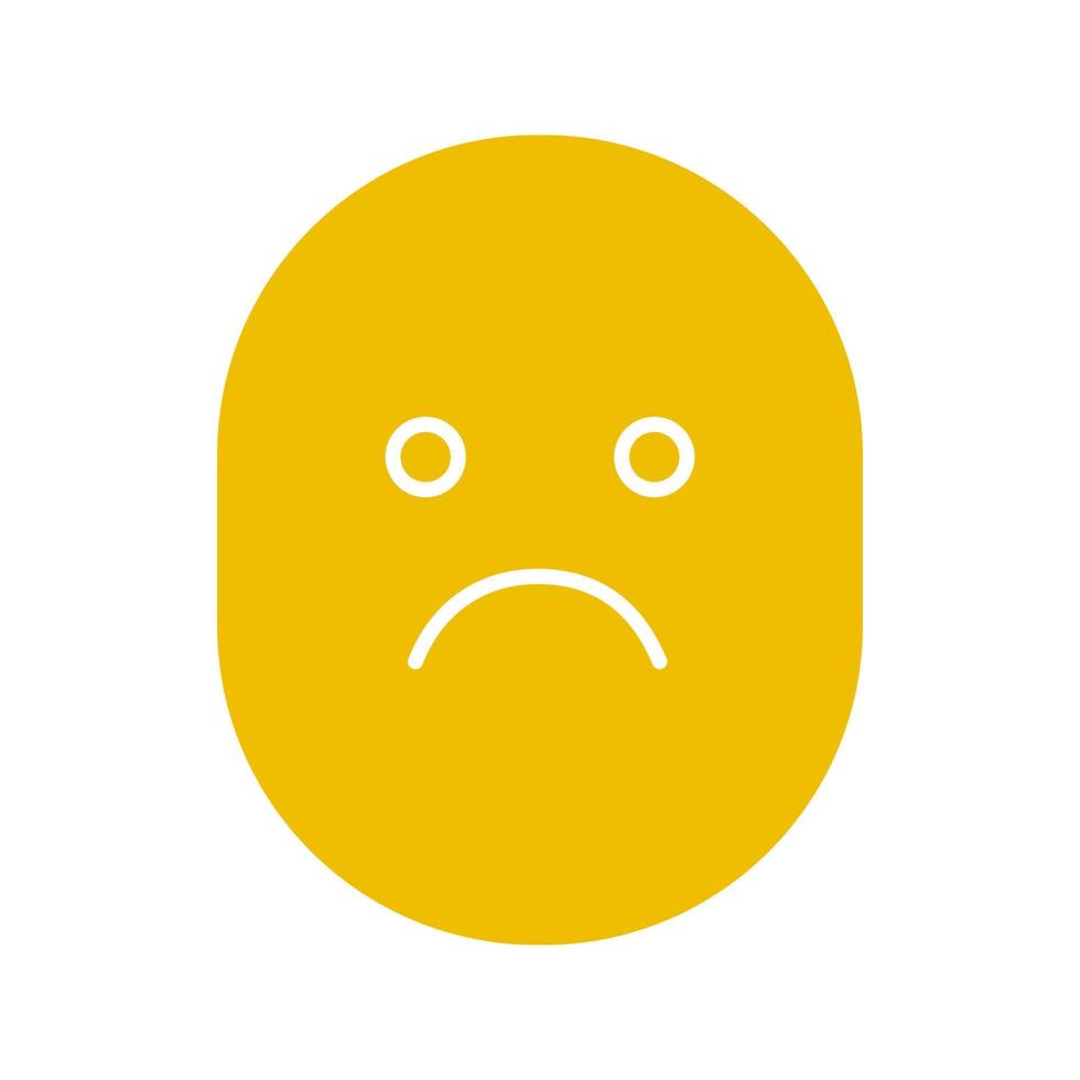 Sad smile glyph color icon. Silhouette symbol on white background. Bad mood. Negative space. Vector illustration