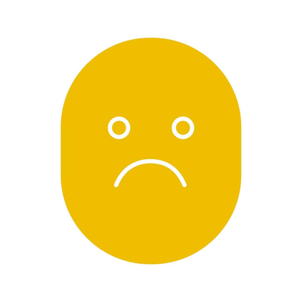 Sad smile glyph color icon. Silhouette symbol on white background. Bad mood. Negative space. Vector illustration