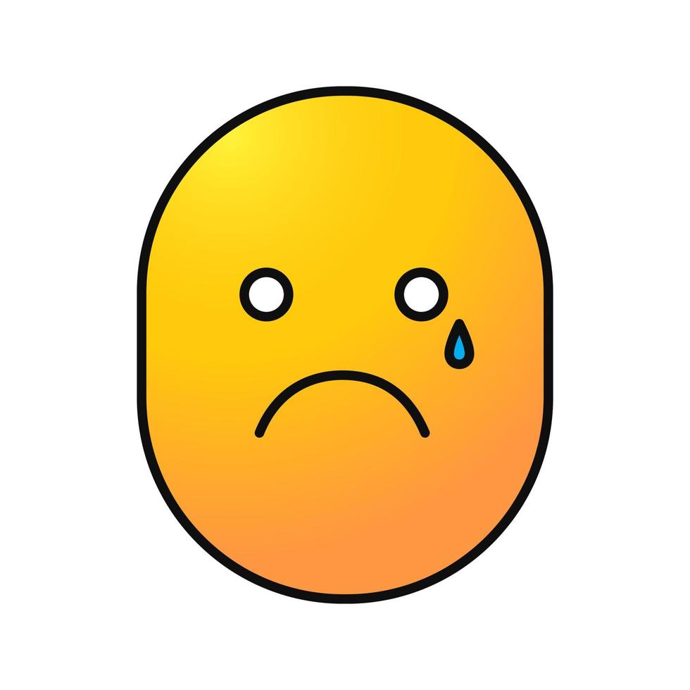Teary smile color icon. Bad mood. Crying face. Isolated vector illustration
