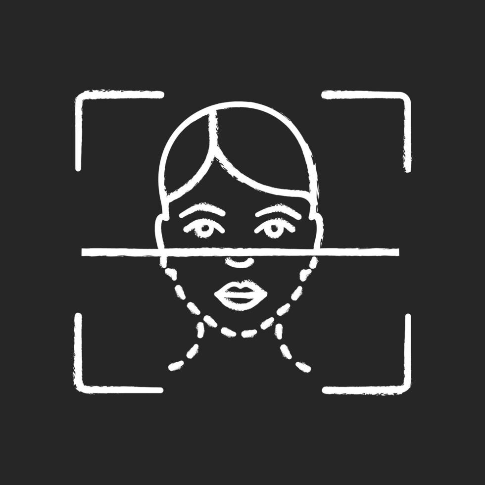 icono de tiza de proceso de escaneo facial vector