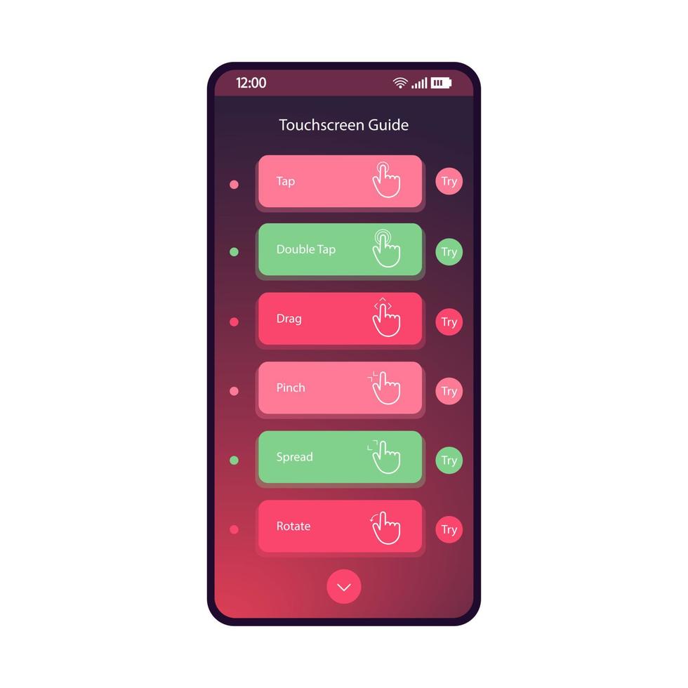 Touchscreen guide mobile interface vector template
