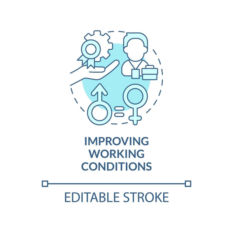 Improving working conditions blue concept icon vector