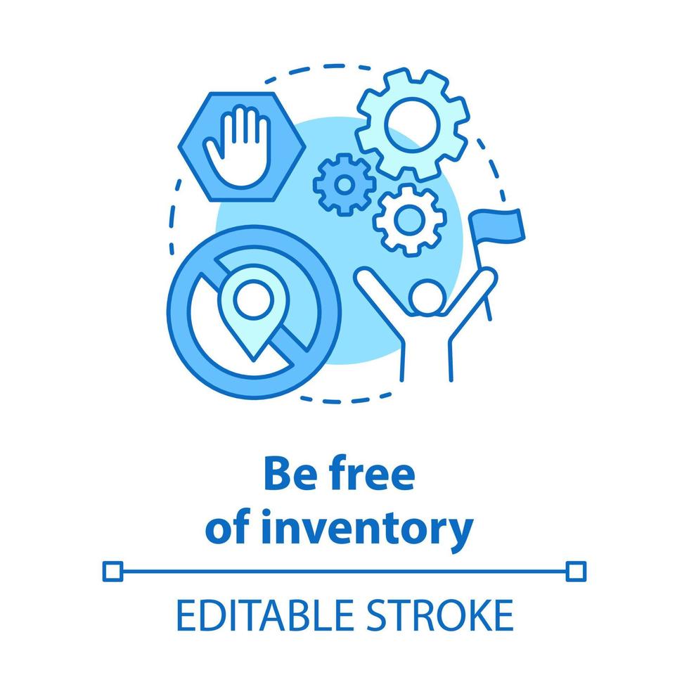 Be free of inventory blue concept icon. Supply chain management idea thin line illustration. Online trading. Direct delivery. Dropshipping service. Vector isolated outline drawing. Editable stroke