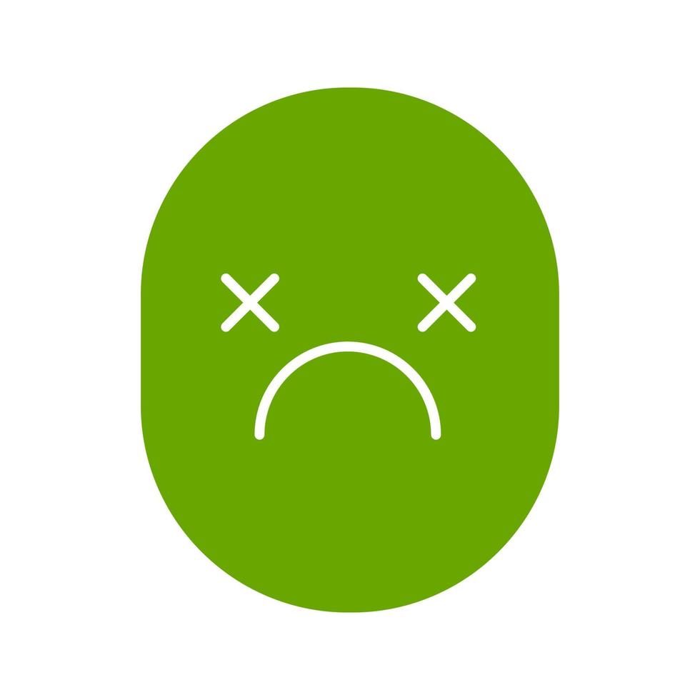 Dead smile glyph color icon. Tired, depressed face. Silhouette symbol on white background. Bad mood. Negative space. Vector illustration