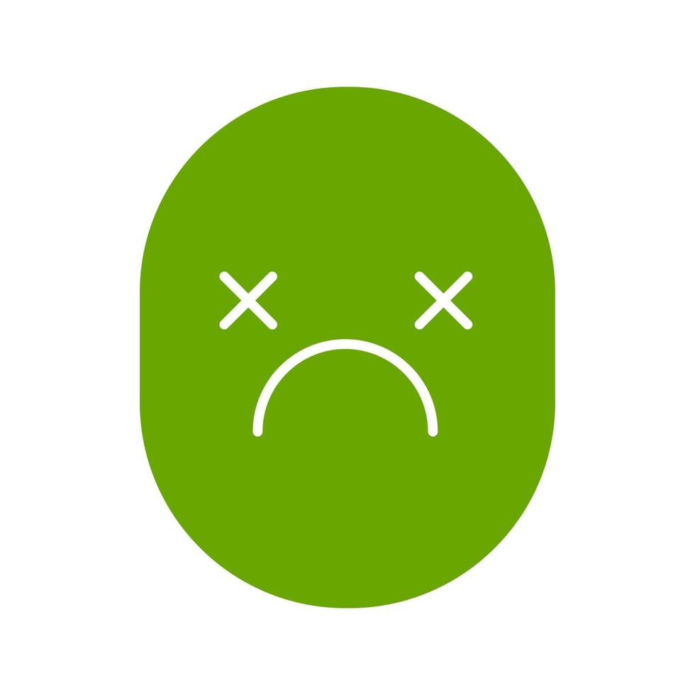 Dead smile glyph color icon. Tired, depressed face. Silhouette symbol on white background. Bad mood. Negative space. Vector illustration