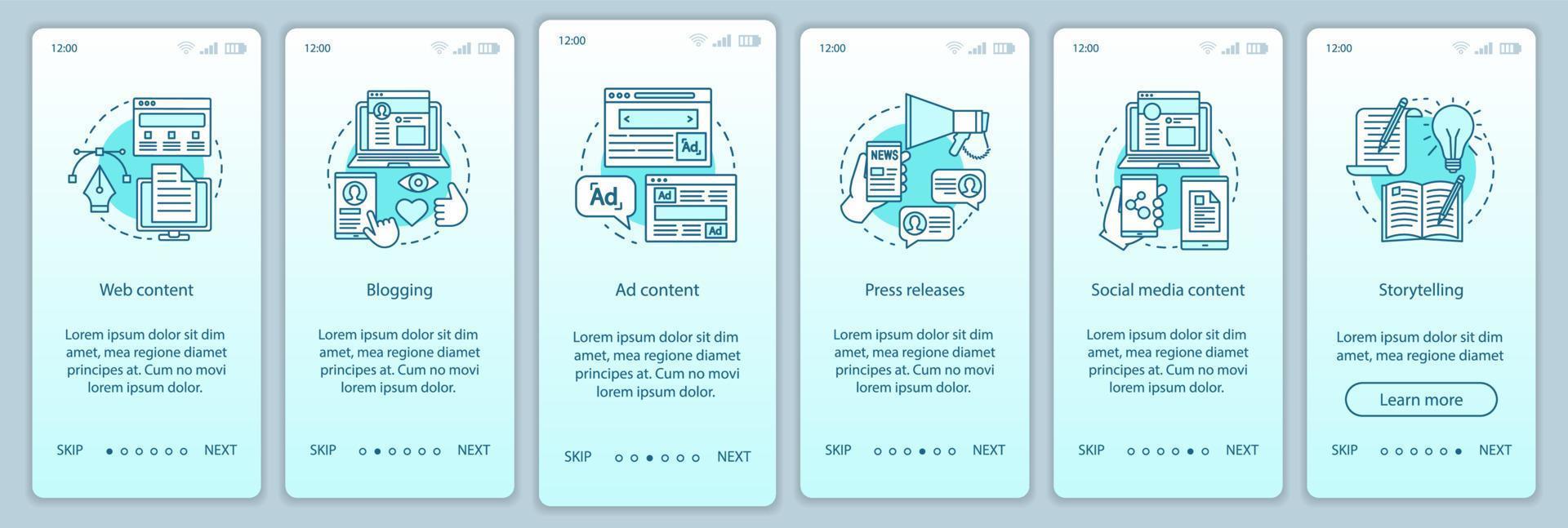 Social media promotion onboarding mobile app page screen vector