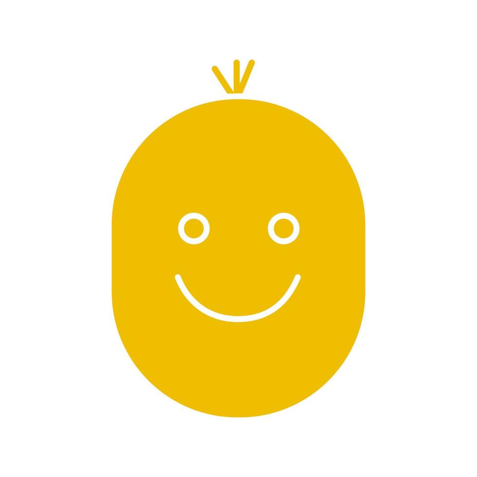 icono de color de glifo de emoticon infantil. sonrisa feliz y divertida con copete. símbolo de silueta sobre fondo blanco. espacio negativo. ilustración vectorial vector