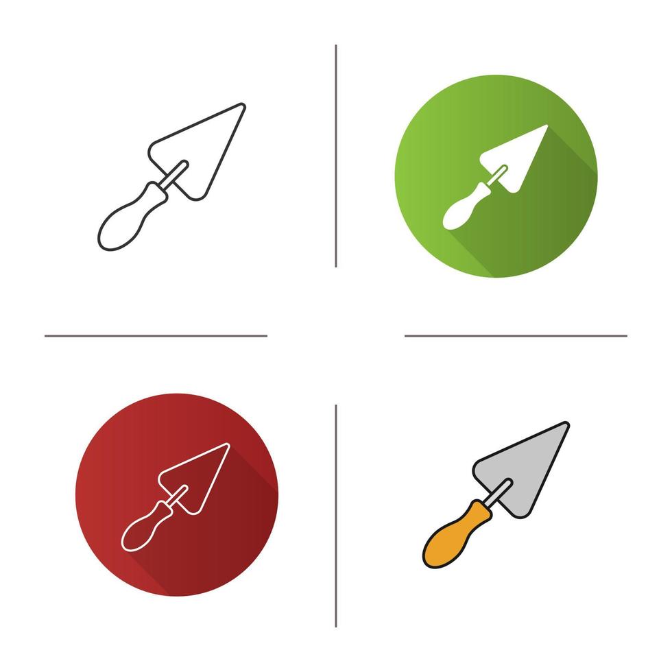 Triangular shovel icon. Flat design, linear and color styles. Isolated vector illustrations