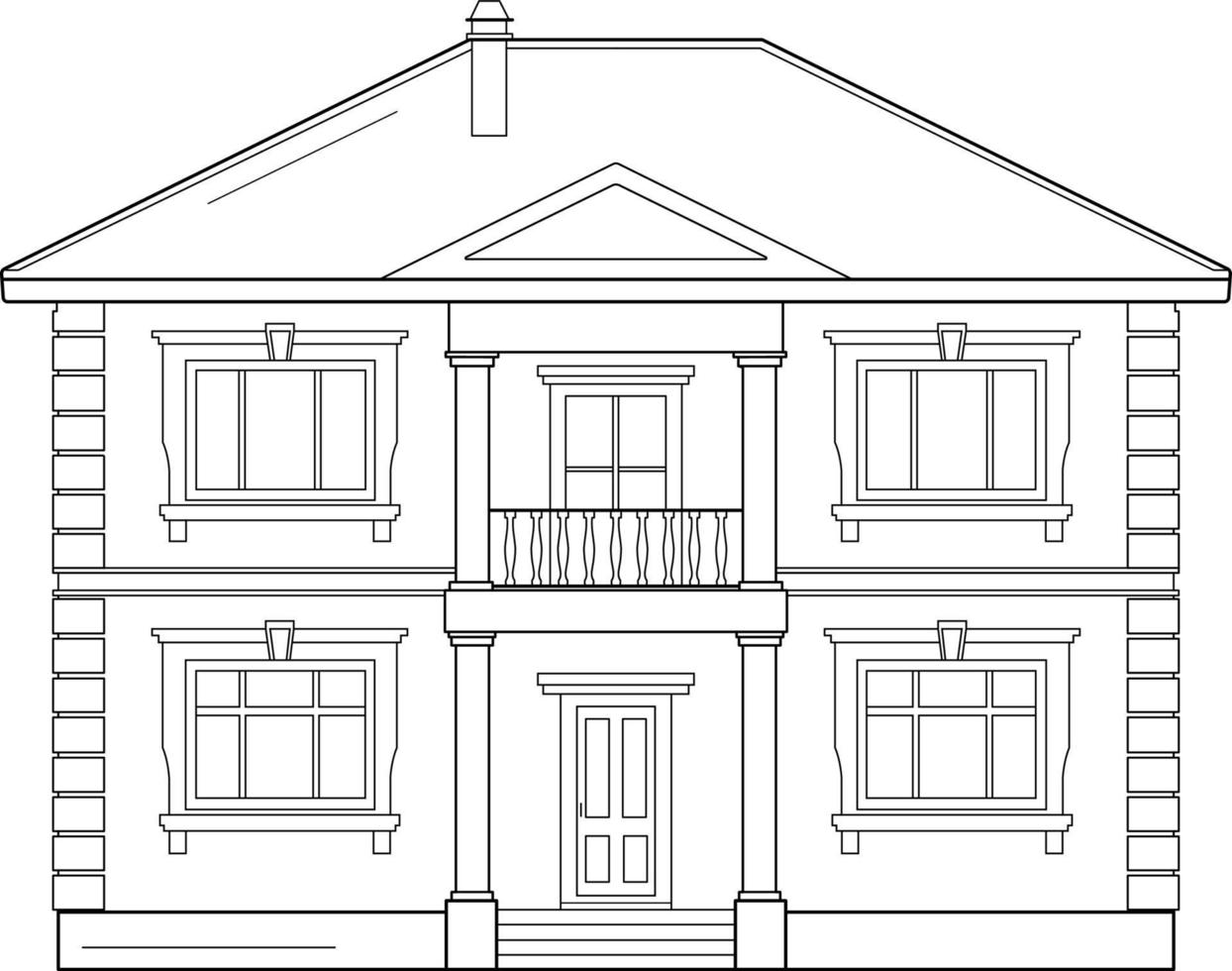 Line icon suburban house. For web design and application interface, also useful for info graphics. Vector black and white illustration.