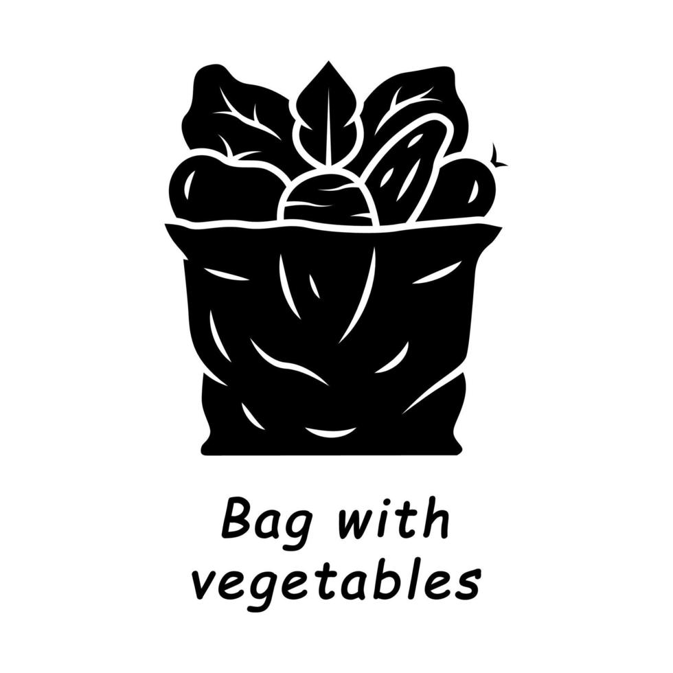 Bag with vegetables glyph icon vector