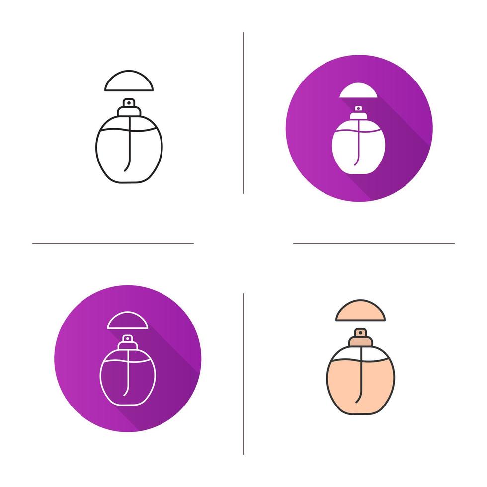 Perfume icon. Flat design, linear and color styles. Isolated vector illustrations