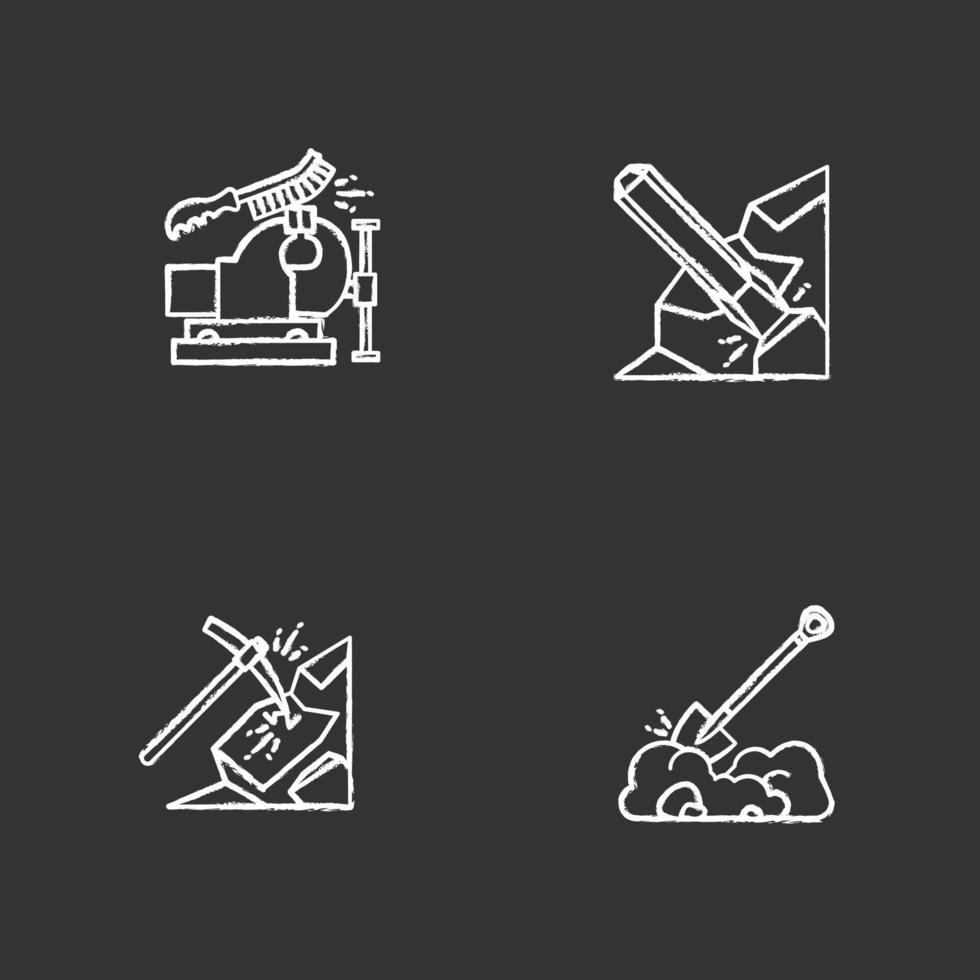 Construction tools chalk icons set vector