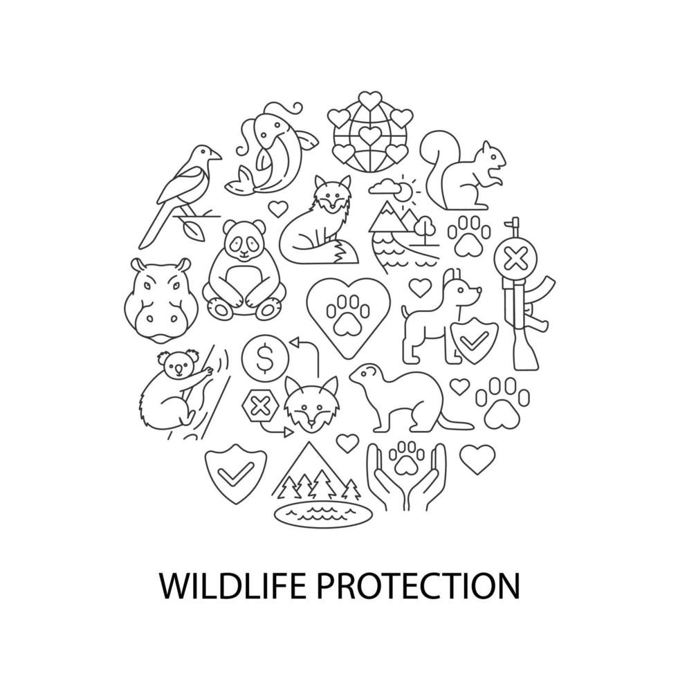 Wildlife protection abstract linear concept layout with headline vector