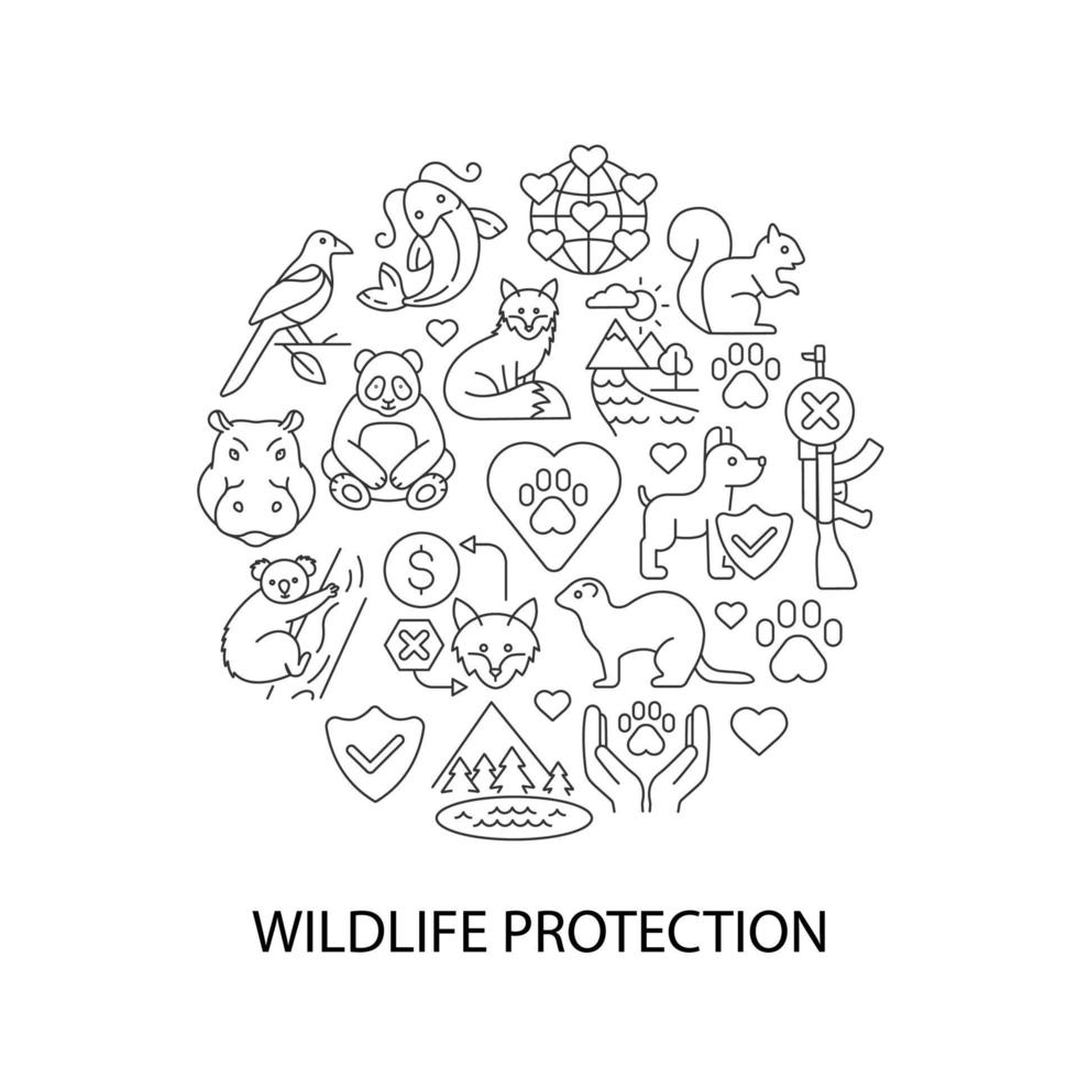 diseño de concepto lineal abstracto de protección de vida silvestre con título vector