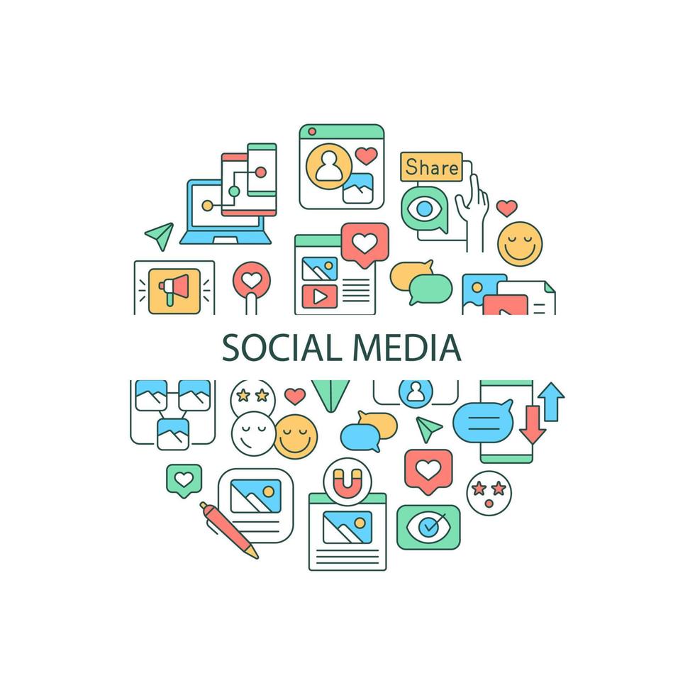 Social media abstract color concept layout with headline vector