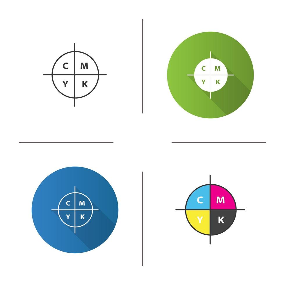 CMYK color circle model icon vector