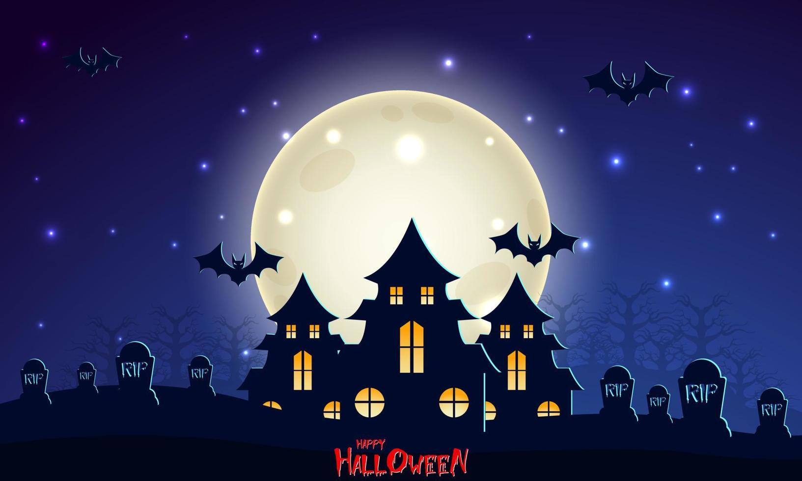 Banner de Halloween o fondo de invitación a una fiesta con nubes de noche y elegantes calabazas. ilustración vectorial vector