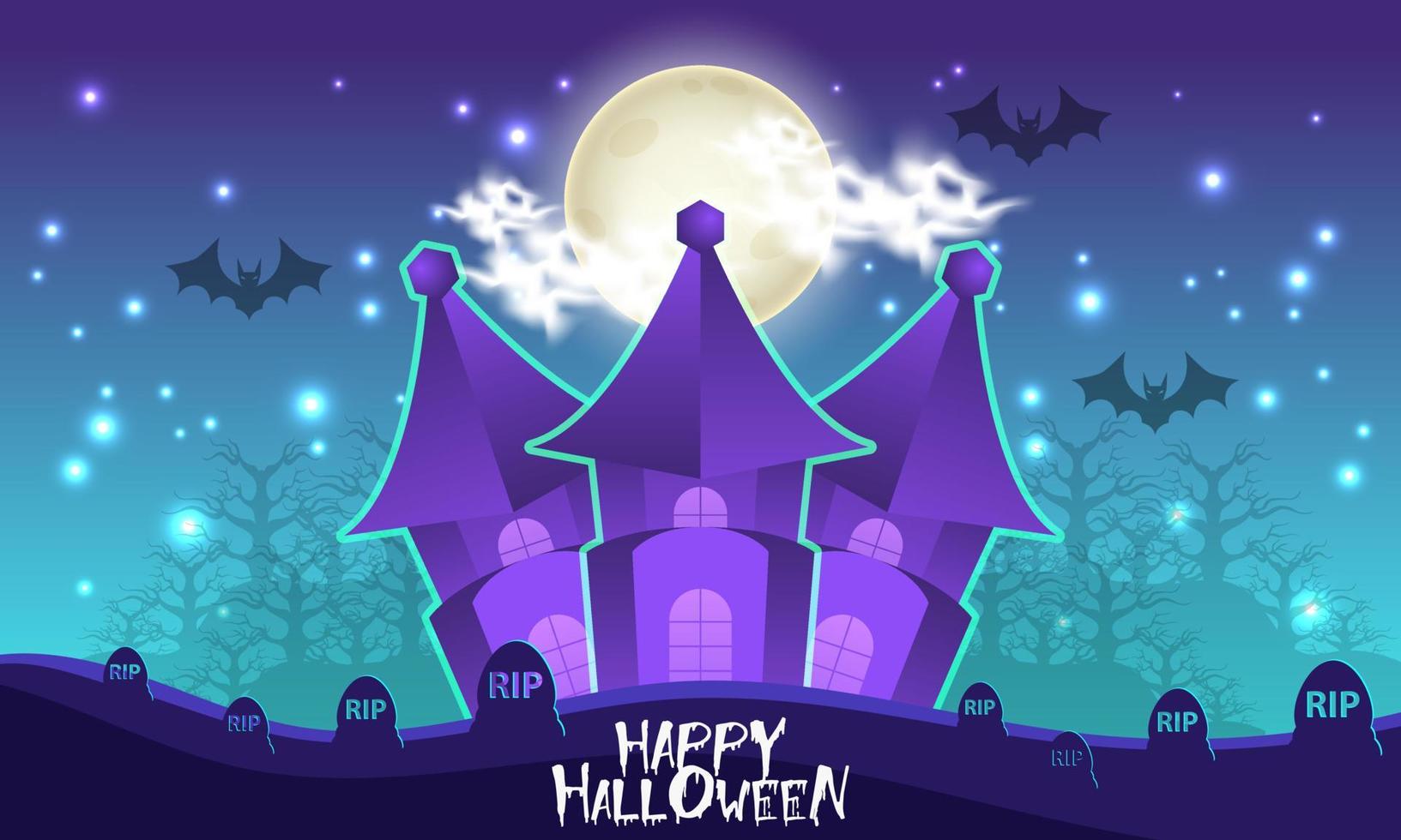 Halloween banner or party invitation background with evening clouds and elegant pumpkins. Vector illustration
