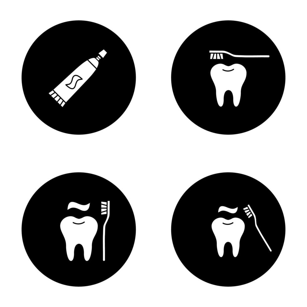 conjunto de iconos de glifo de odontología vector